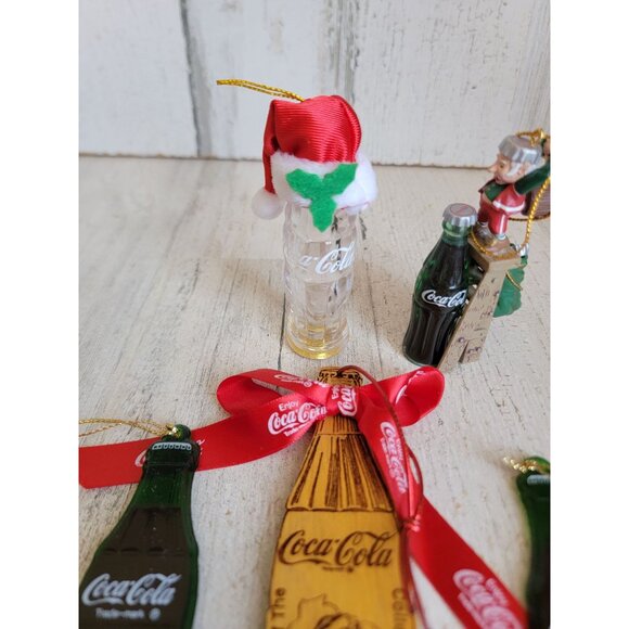 Coca-Cola green bottle elf helper variety ornament set Coke vintage - Picture 5 of 8
